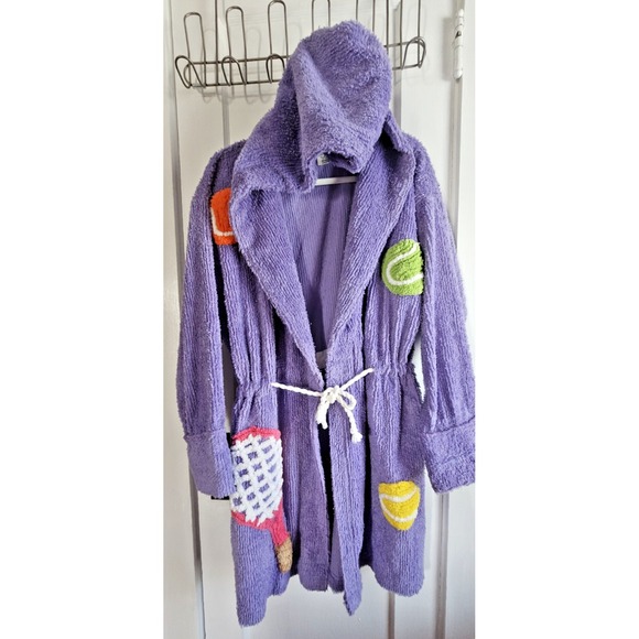 Vintage CANYON GROUP‎ by Damze co. purple Chenille Tennis bathrobe purple Sz M